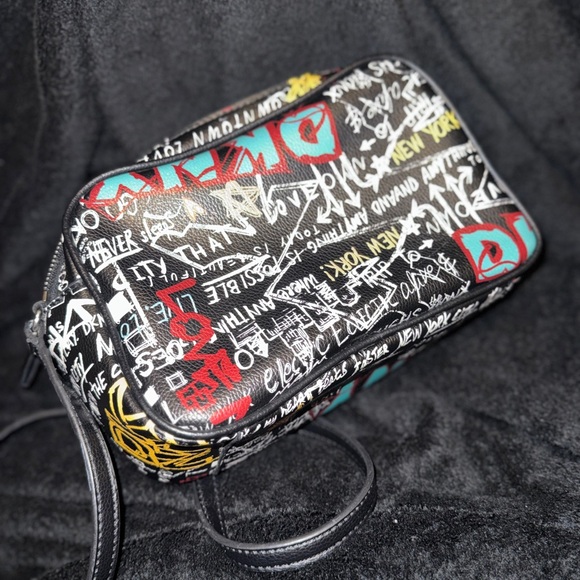 DKNY Graffiti Crossbody Bag - Black and Red - Picture 8 of 14